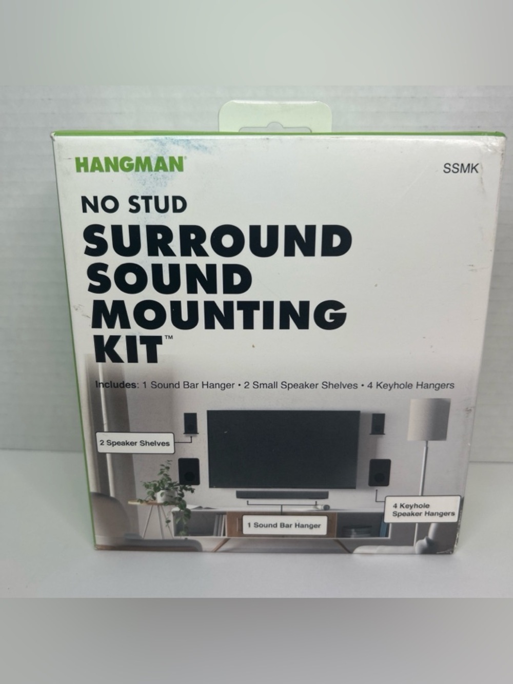 No Stud Surround Sound Mounting Kit No Drill Sound Bar Hanger Drywall Speaker...
